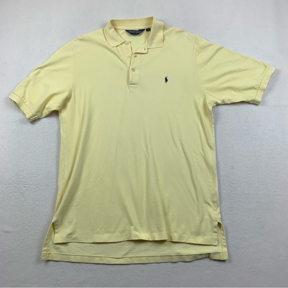 Polo Golf Ralph Lauren Shirt Large High Low 100% Cotton Yellow